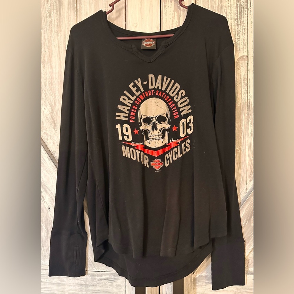Harley-Davidson Women’s Black Tee with White Logo Size M